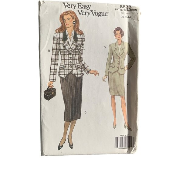 Vogue Sewing Pattern 8523 Womens Blazer Skirt Set Size 20-24 uncut - Picture 1 of 2